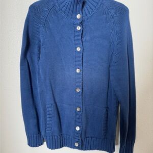 Lands' End Women's Blue Cardigan Sweater